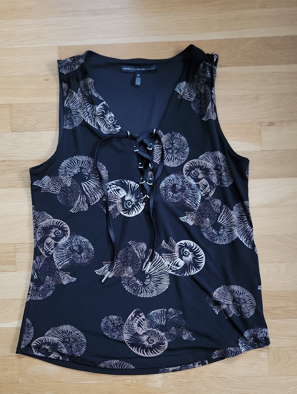 WHBM Shell-Print Lace-Up Tank - NWOT!